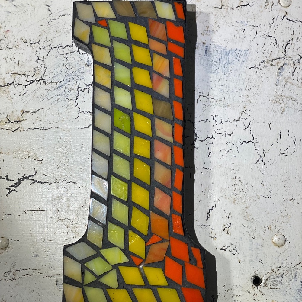 Stained Glass Mosaic House Number 1 Handcrafted
